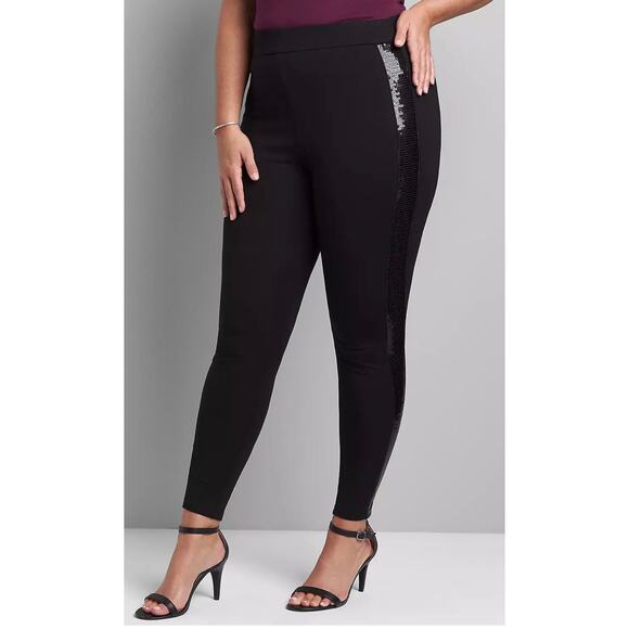 Lane Bryant Ponte Sequin-Trim Leggings - NWT - 18/20 SHORT - Picture 1 of 8
